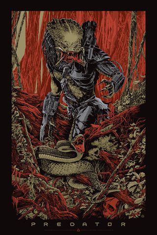 Illustration for article titled Mondo Predator Poster Exclusive Pits The Alien Warrior Against A Snake